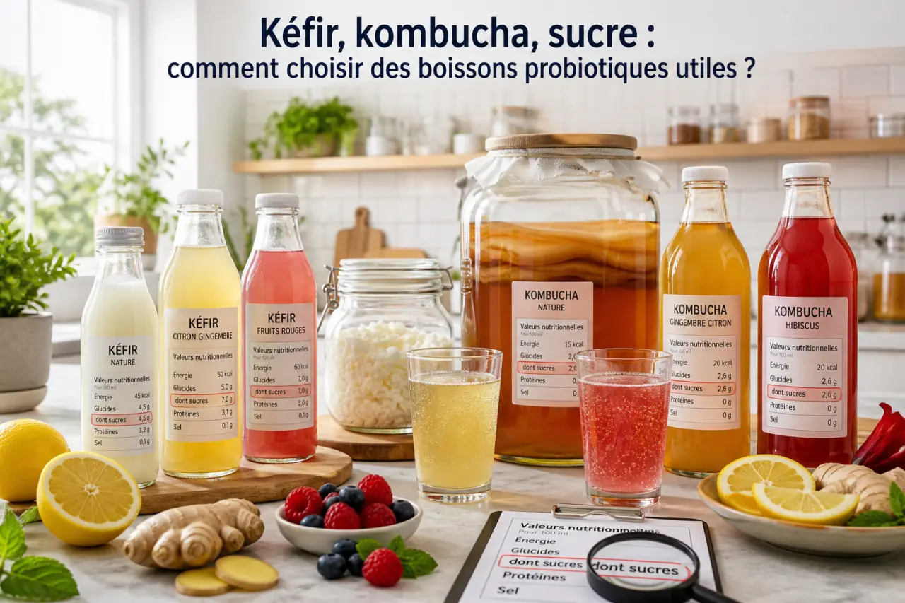 Kéfir, kombucha, sucre : comment choisir des boissons probiotiques utiles ?