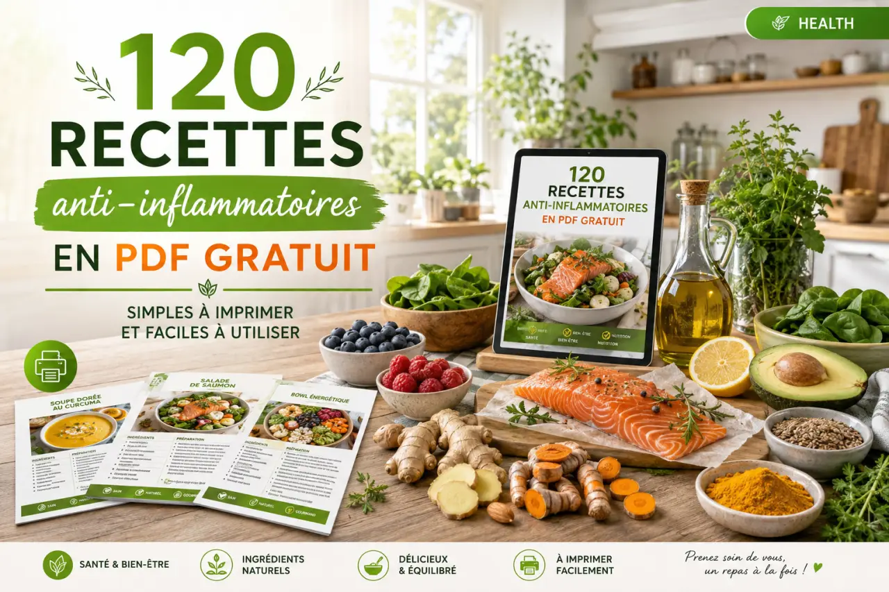 120 recettes anti-inflammatoires en PDF gratuit, simples à imprimer et faciles à utiliser