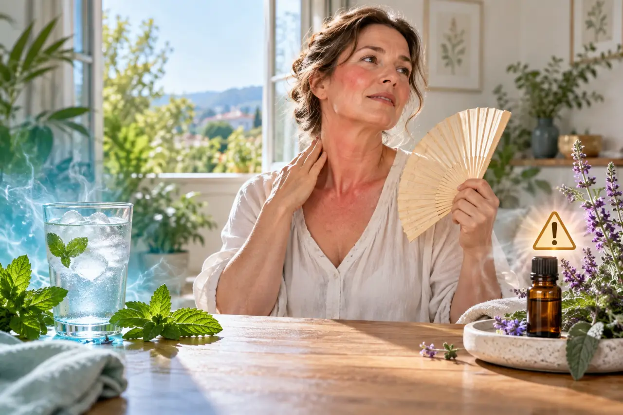 Bouffées de chaleur : la Menthe poivrée rafraîchit, la Sauge sclarée demande de la prudence
